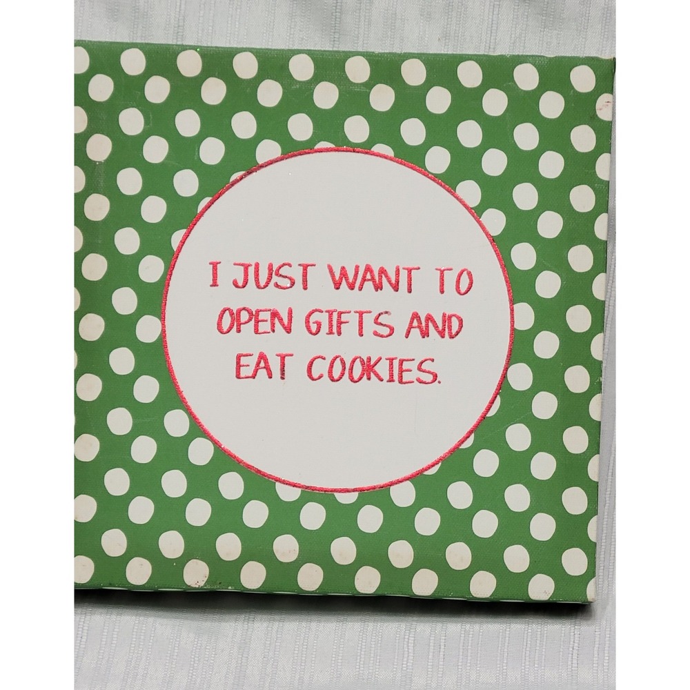 Christmas Wall Art Green Polka Dot Eat Cookies Gift Sign 8x8
wreath attachment.